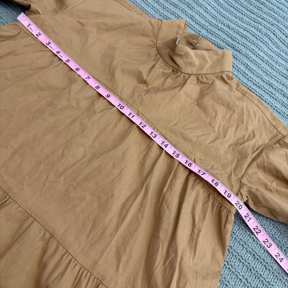 Everlane Tiered Mock Neck Dress Women’s Size Small Minimalist Cottagecore Poplin - Picture 7 of 10